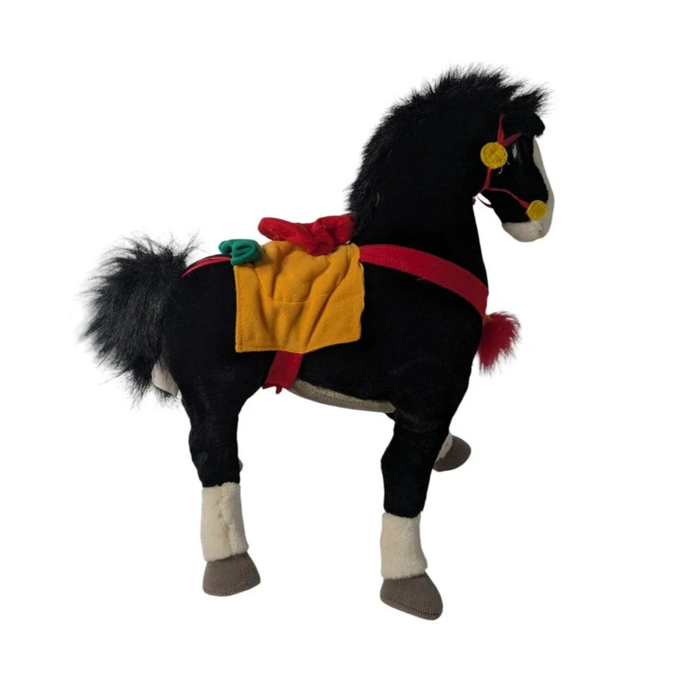 Vintage Disney Store Mulan Khan Horse Plush Stuffed Animal Black Large 17